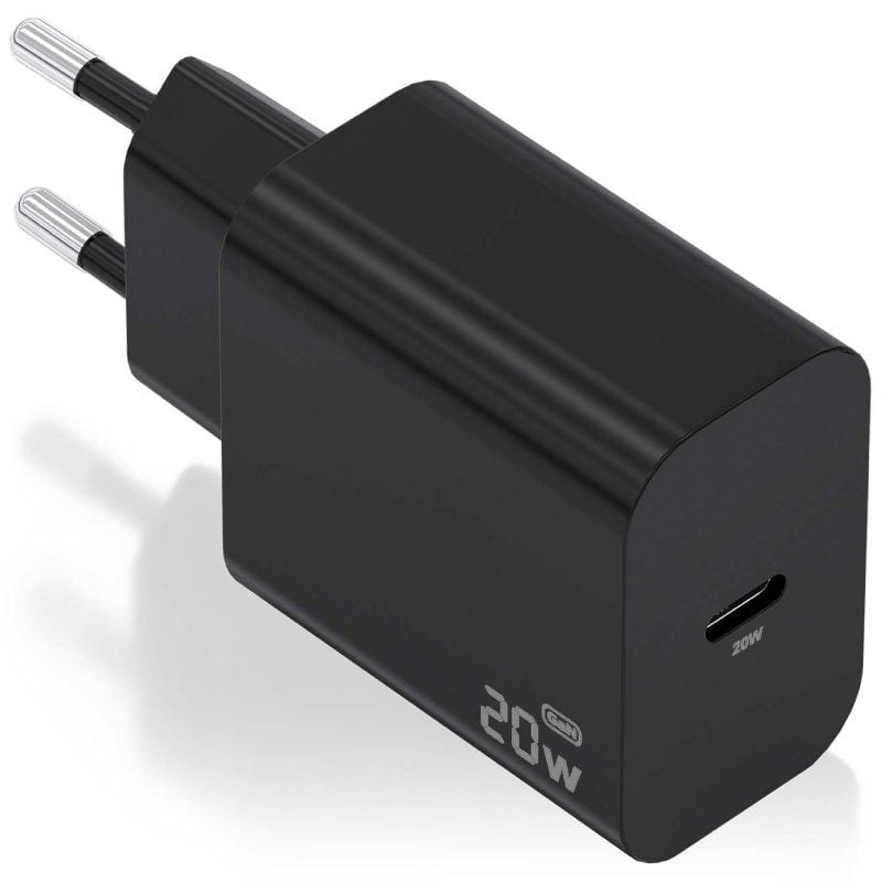 Cargador de Pared GaN Aisens A110-0939/ 1xUSB Tipo-C/ 20W/ Negro