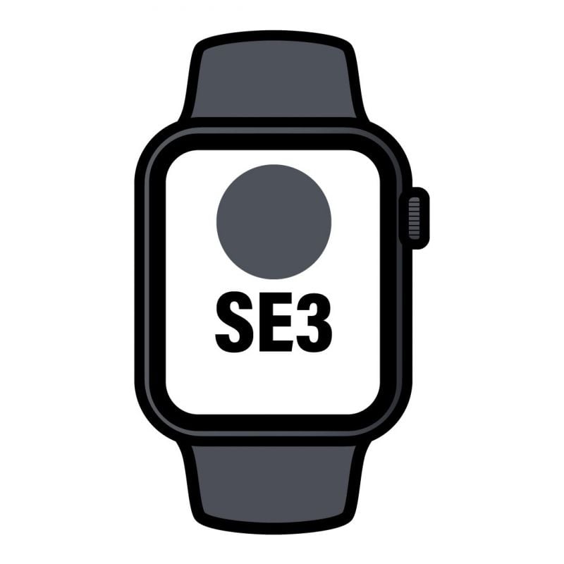 Apple Watch SE3/ GPS/ 44mm/ Caja de Aluminio Medianoche/ Correa Deportiva Negra M/L
