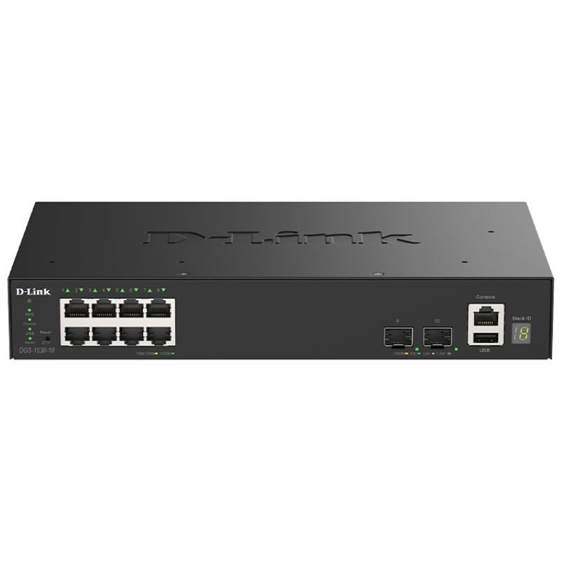 Switch Gestionable D-Link DGS-1530-10/E 8 Puertos/ RJ-45 Gigabit 10/100/1000/10G/ SFP