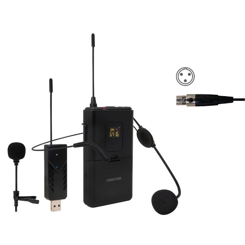 Micrófono de cabeza y solapa UHF Fonestar WI-MIC