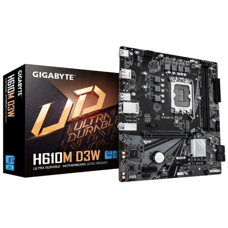 Placa Base Gigabyte H610M D3W Socket 1700/ DDR5/ PCIe 4.0/ Micro ATX