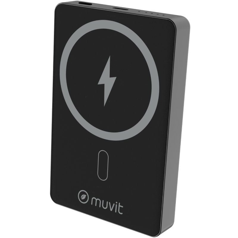 Powerbank 10000mAh Muvit For Change MCCHP0010/ 20W/ Wireless/ Negra/ Incluye Cable USB Tipo-C