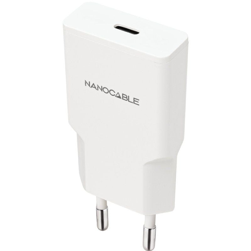 Cargador de Pared Nanocable 10.10.2021/ 1xUSB Tipo-C/ 20W/ Blanco