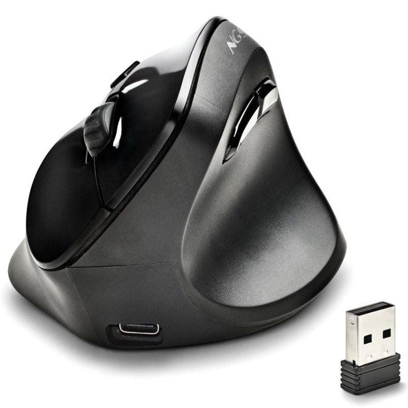 Ratón Vertical Inalámbrico NGS EVO Moksha/ Batería recargable/ Hasta 2400 DPI