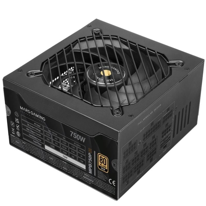 Fuente de Alimentación Mars Gaming MPB750PSI/ 750W/ Ventilador 14cm/ ATX 3.1/ PCIe 5.1/ 80 Plus Gold