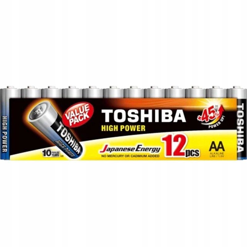 Pack de 12 Pilas AA Toshiba High Power LR6/ 1.5V/ Alcalinas