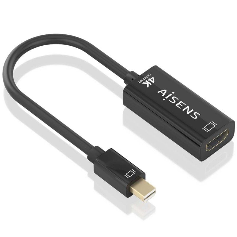Conversor Aisens A125-0904/ Mini DisplayPort Macho - HDMI Hembra/ 15cm/ Negro