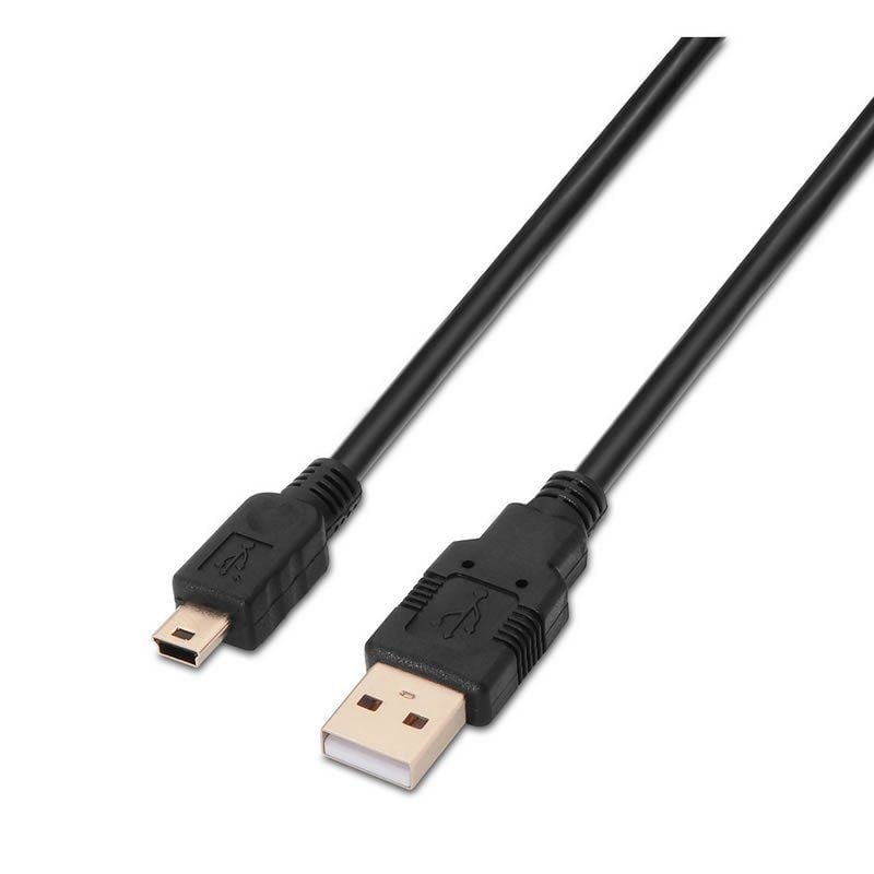 Cable USB 2.0 Aisens A101-0024/ USB Macho - MiniUSB Macho/ 1m/ Negro