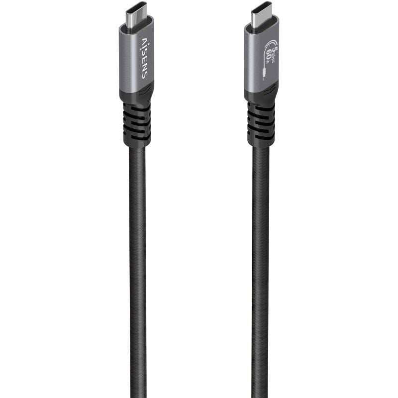 Cable USB 3.2 Tipo-C Aisens  A107-0991/ USB Tipo-C Macho - USB Tipo-C Macho/ Hasta 60W/ 5Gbps/ 7m/ Negro