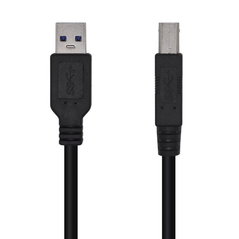 Cable USB 3.0 Impresora Aisens A105-0444/ USB Tipo-B Macho - USB Macho/ 5Gbps/ 2m/ Negro