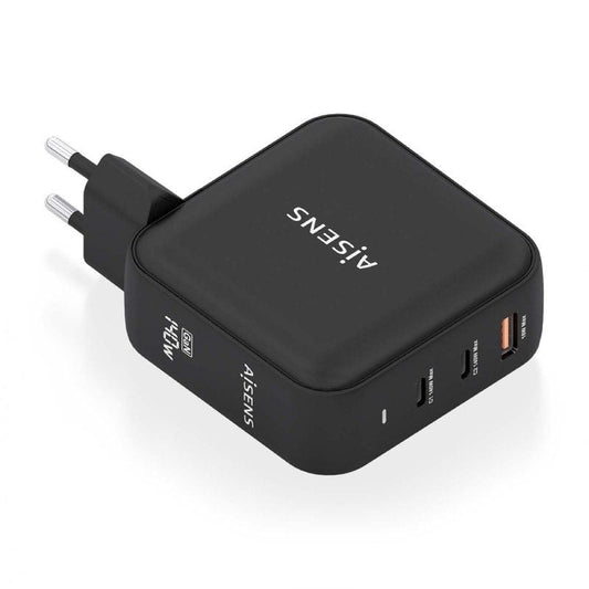 Cargador de Pared GaN Aisens ASCH-140W3P031-BK/ 2xUSB Tipo-C/ 1xUSB/ 140W
