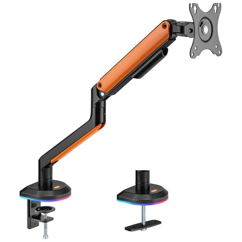 Soporte de Mesa Gaming con Contrapeso para Monitor y TV Aisens DT32TSR-249/ Giratorio/ Inclinable/ hasta 9kg/ con Iluminación RGB