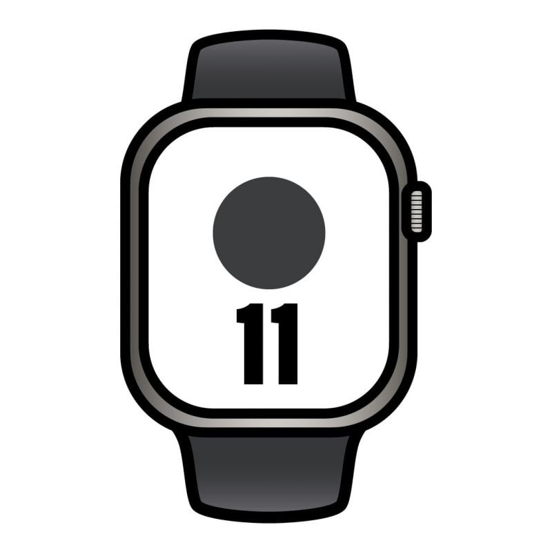 Apple Watch Series 11/ GPS/ Cellular/ 42mm/ Titanio Negro/ Pizarra Correa Deportiva Negro (S/M)