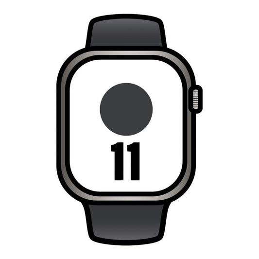 Apple Watch Series 11/ GPS/ Cellular/ 42mm/ Titanio Negro/ Pizarra Correa Deportiva Negro (S/M)