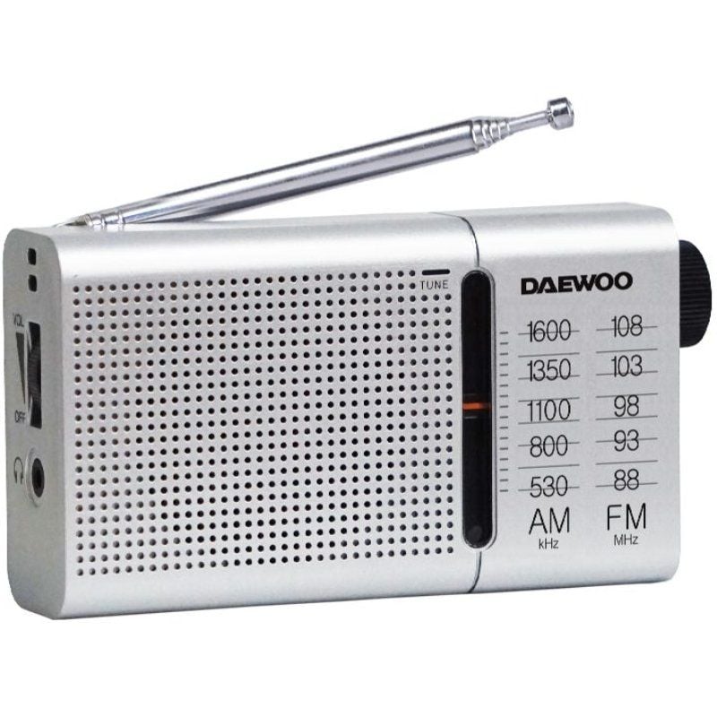 Radio Portátil Daewoo DW1037/ a Pilas/ Plateada