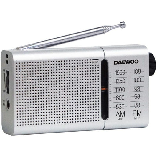 Radio Portátil Daewoo DW1037/ a Pilas/ Plateada