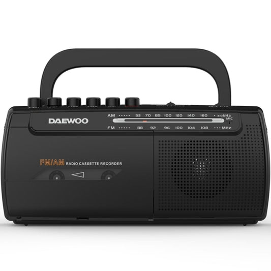 Radio Cassete Daewoo DW1108/ con Cable/ a Pilas/ Negra