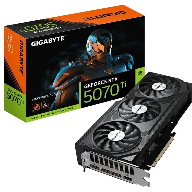 Tarjeta Gráfica Gigabyte GeForce RTX 5070 Ti WindForce OC V2/ 16GB GDDR7
