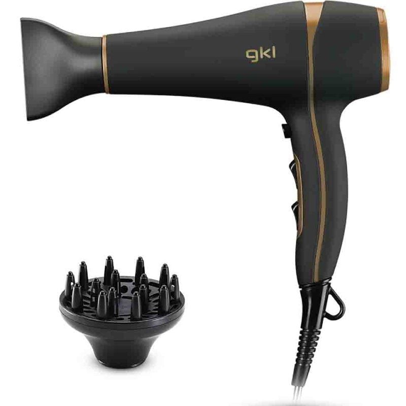 Secador GKL Onyx 2200/ 2200W/ Iónico/ Negro y Dorado