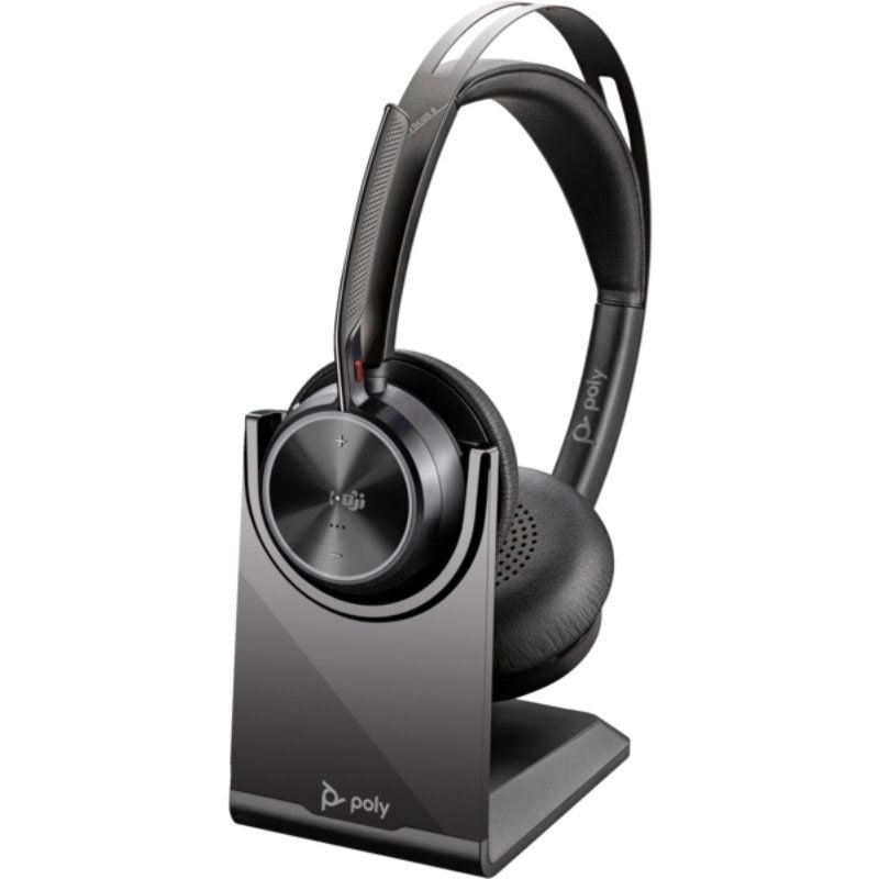 Auriculares Inalámbricos Poly Voyager Focus 2 Microsoft Teams + Adaptador USB-C-A + Soporte de Carga/ con Micrófono/ Bluetooth/ Negros
