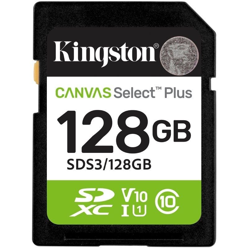 Tarjeta de Memoria Kingston CANVAS Select Plus 128GB SD XC/ Clase 10/ 150MBs