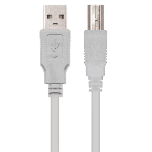 Cable USB 2.0 Impresora Nanocable 10.01.0104/ USB Tipo-B Macho - USB Macho/ 3m/ Beige