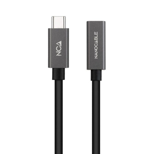 Cable Alargador USB 3.2 Nanocable 10.01.4400/ USB Tipo-C Macho - USB Tipo-C Hembra/ 50cm/ Negro
