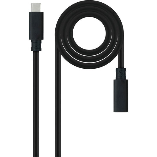 Cable Alargador USB Tipo-C 3.2 Nanocable 10.01.4500/ USB Tipo-C Macho - USB Tipo-C Hembra/ 50cm/ Negro