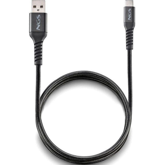 Cable USB 2.0 NGS KNOT-AC/ USB Macho - USB Tipo-C Macho/ 480Mbps/ 1m/ Negro