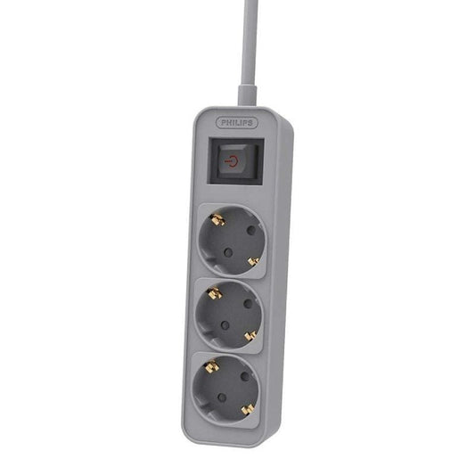 Regleta con Interruptor Philips CHP2134G/ 3 Tomas de corriente/ Cable 1.5m/ Gris