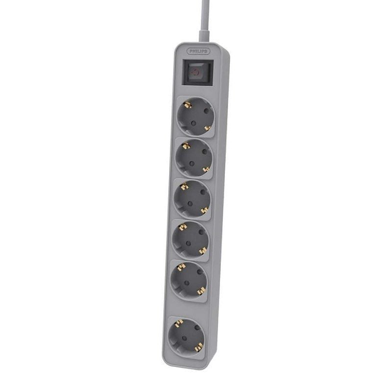 Regleta con Interruptor Philips CHP2164G/10/ 6 Tomas de corriente/ Cable 1.5m/ Gris