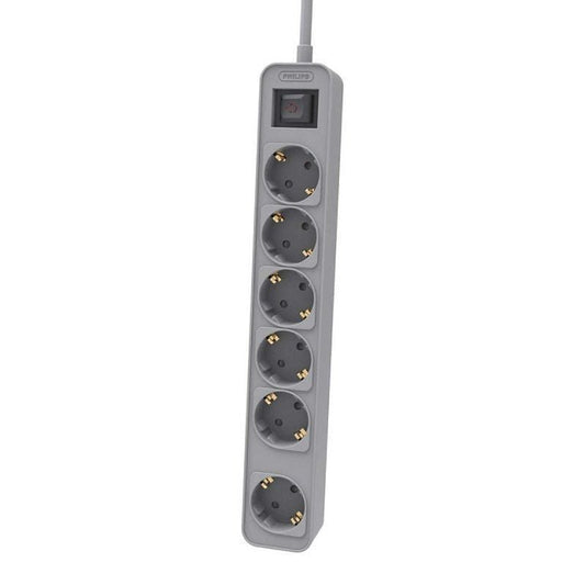 Regleta con Interruptor Philips CHP2164G/10/ 6 Tomas de corriente/ Cable 1.5m/ Gris
