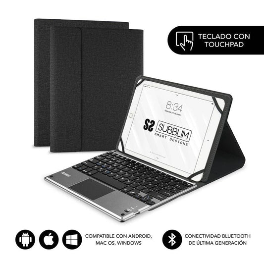 Funda con Teclado Subblim Keytab Pro Bluetooth Touchpad para Tablets de 9.6'-10.8'/ Negra