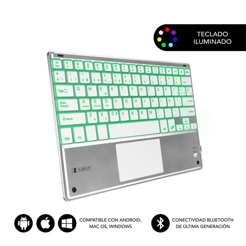 Teclado Compacto Inalámbrico Subblim SMBT50/ Plata