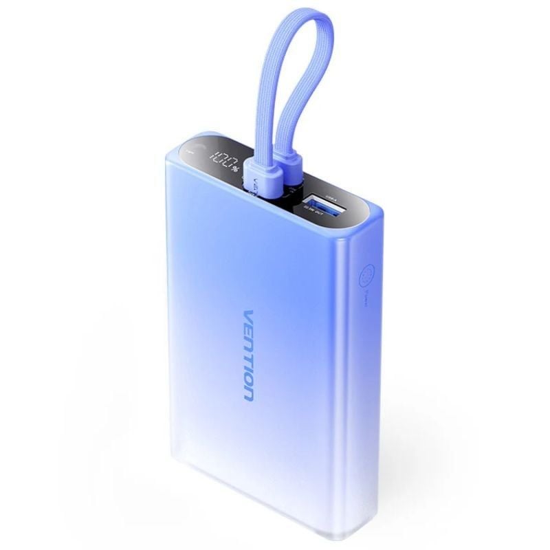 Powerbank 10000mAh Vention FHZL0/ 22.5W/ Azul/ Incluye Cable USB Tipo-C y Lightning