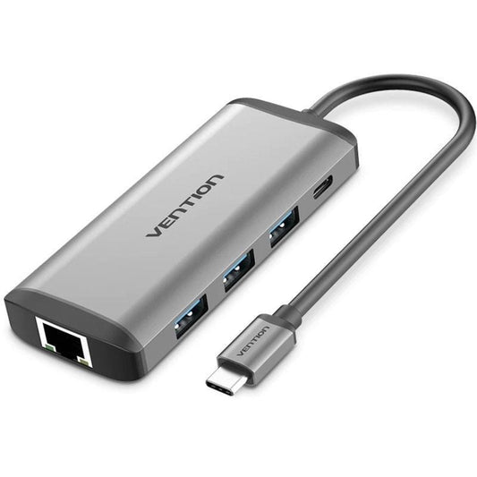Docking USB Tipo-C Vention CNDHB/ 1xHDMI 4K/ 3xUSB/ 1xUSB Tipo-C PD/ 1xRJ45/ 1xLector tarjetas/ Gris