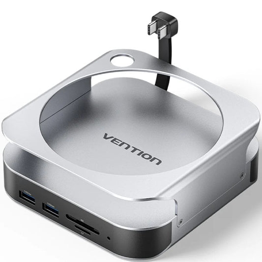Docking para Mac Mini USB Tipo-C Vention THIHAG/ Ranura SSD M.2/ 4xUSB/ 1xUSB Tipo-C/ 1xDisplayPort 4K/ 1xLector Tarjetas/ 1xJack 3.5mm