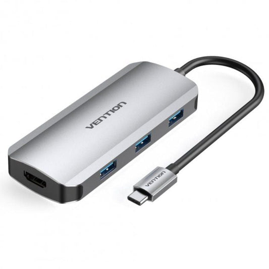 Docking USB Tipo-C Vention TOFHB/ 1xHDMI/ 3xUSB/ 1xUSB Tipo-C/ 1xUSB Tipo-C PD/ Gris