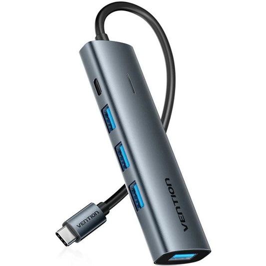 Hub USB Tipo-C 3.0 Vention TGZHB/ 3xUSB/ 1xUSB Tipo-C PD/ Gris